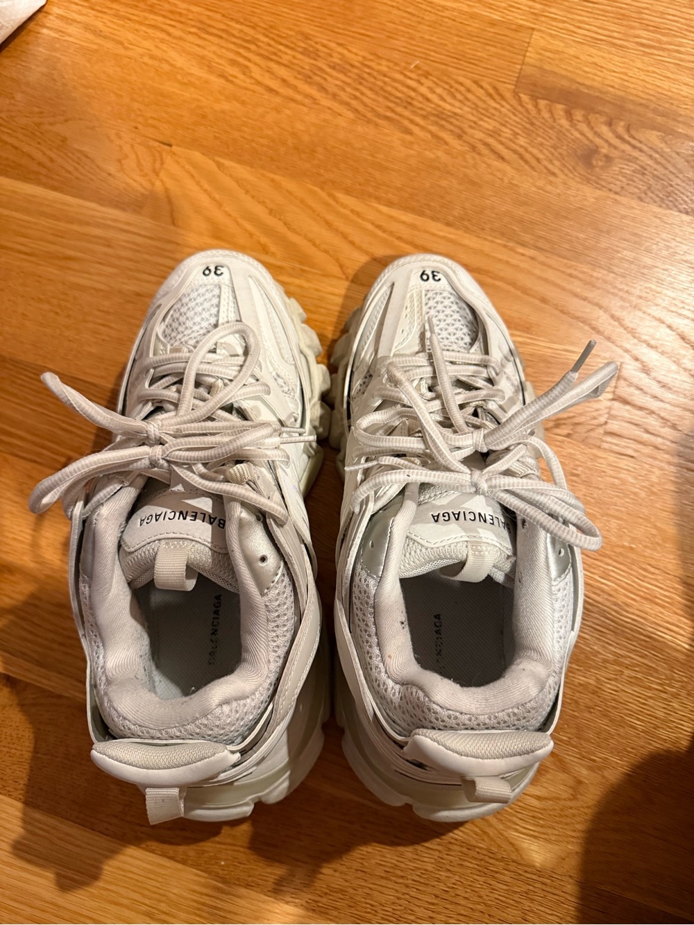Balenciaga Off-White/Beige Triple S Inspired Chunky Sneakers